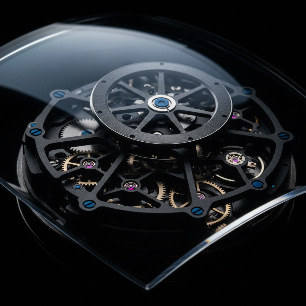 The Langendorf skeleton movement — visible through sapphire.